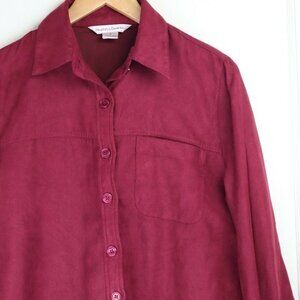 Drapers & Damon Shirt Holiday Button Down Blouse Soft Fall Faux Suede Top Small